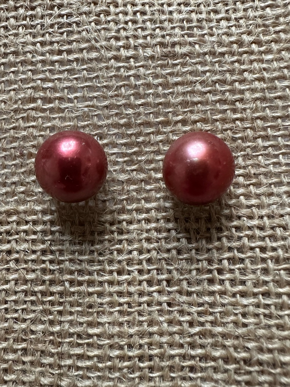 Honora Red Pearl Stud Earrings 925 Backs